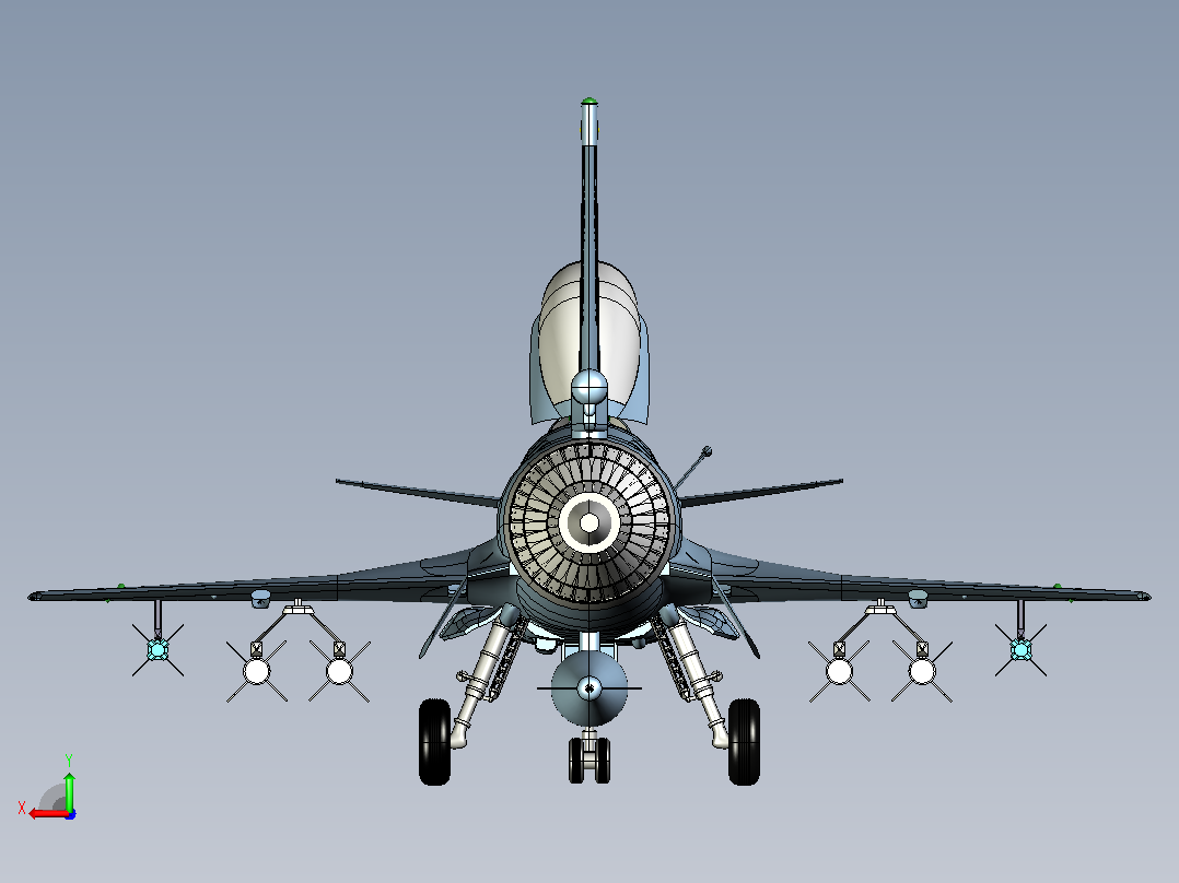 歼10战斗机CATIA V5 r21模型后视图