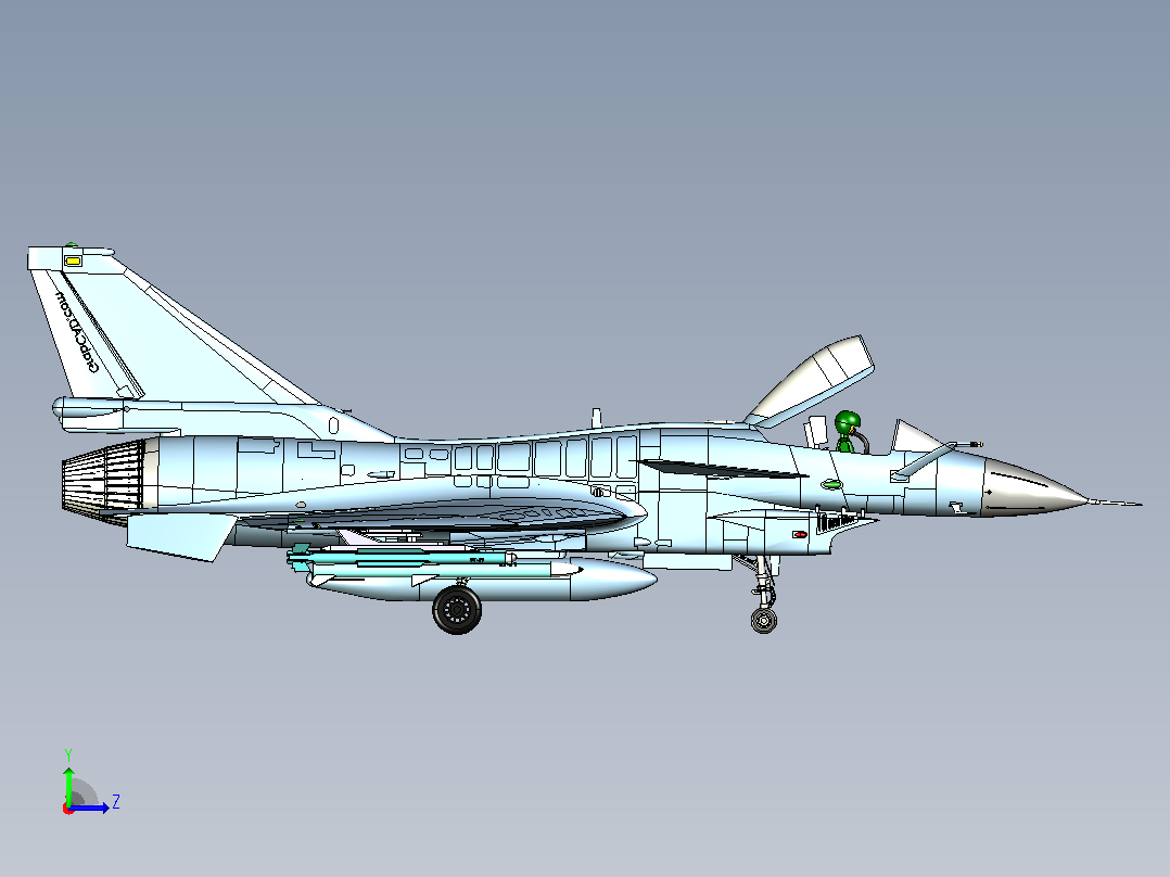 歼10战斗机CATIA V5 r21模型左视图