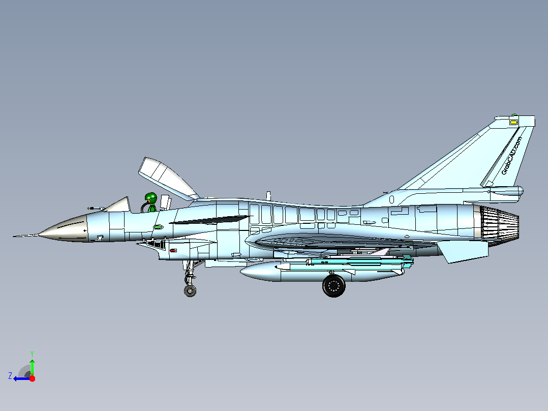 歼10战斗机CATIA V5 r21模型右视图