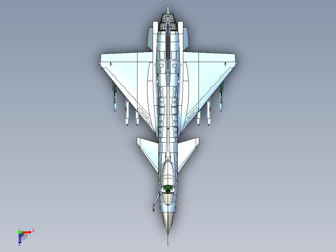 歼10战斗机CATIA V5 r21模型俯视图