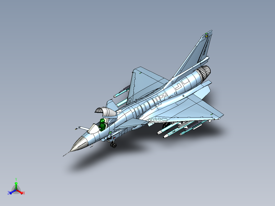 歼10战斗机CATIA V5 r21模型正等轴测图