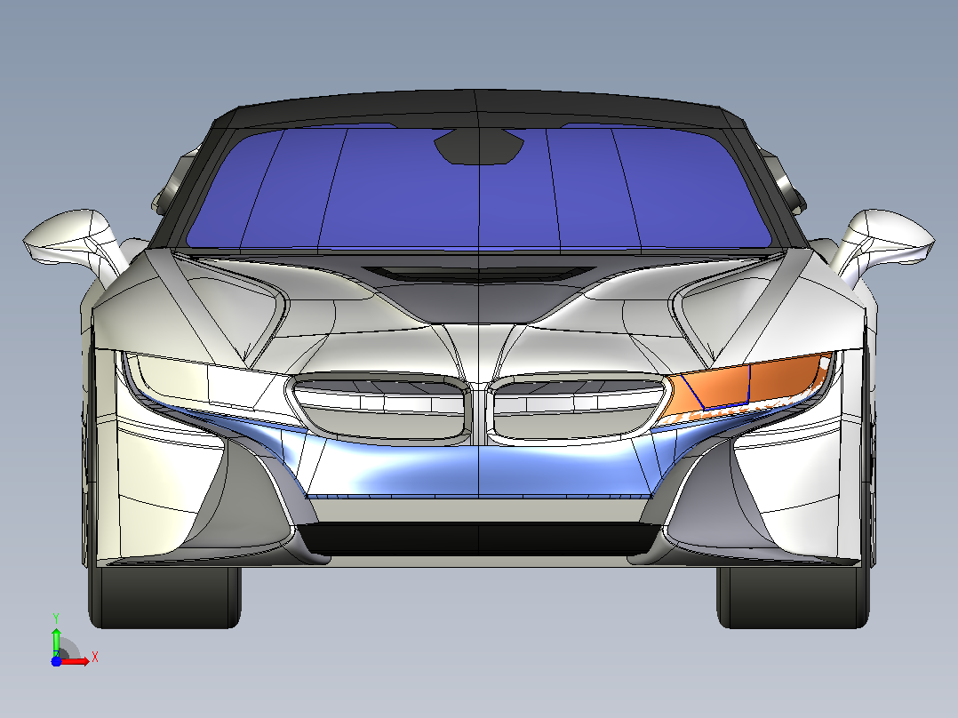 宝马i8车型CATIA模型前视图