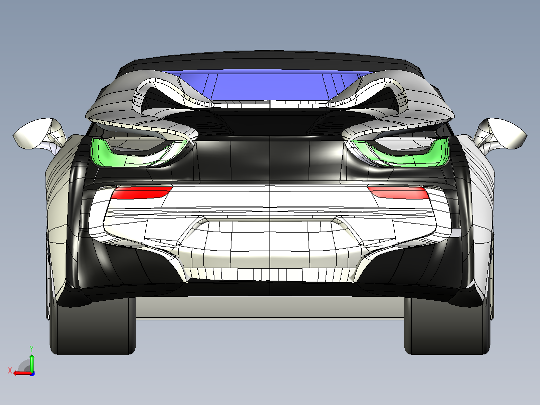 宝马i8车型CATIA模型后视图