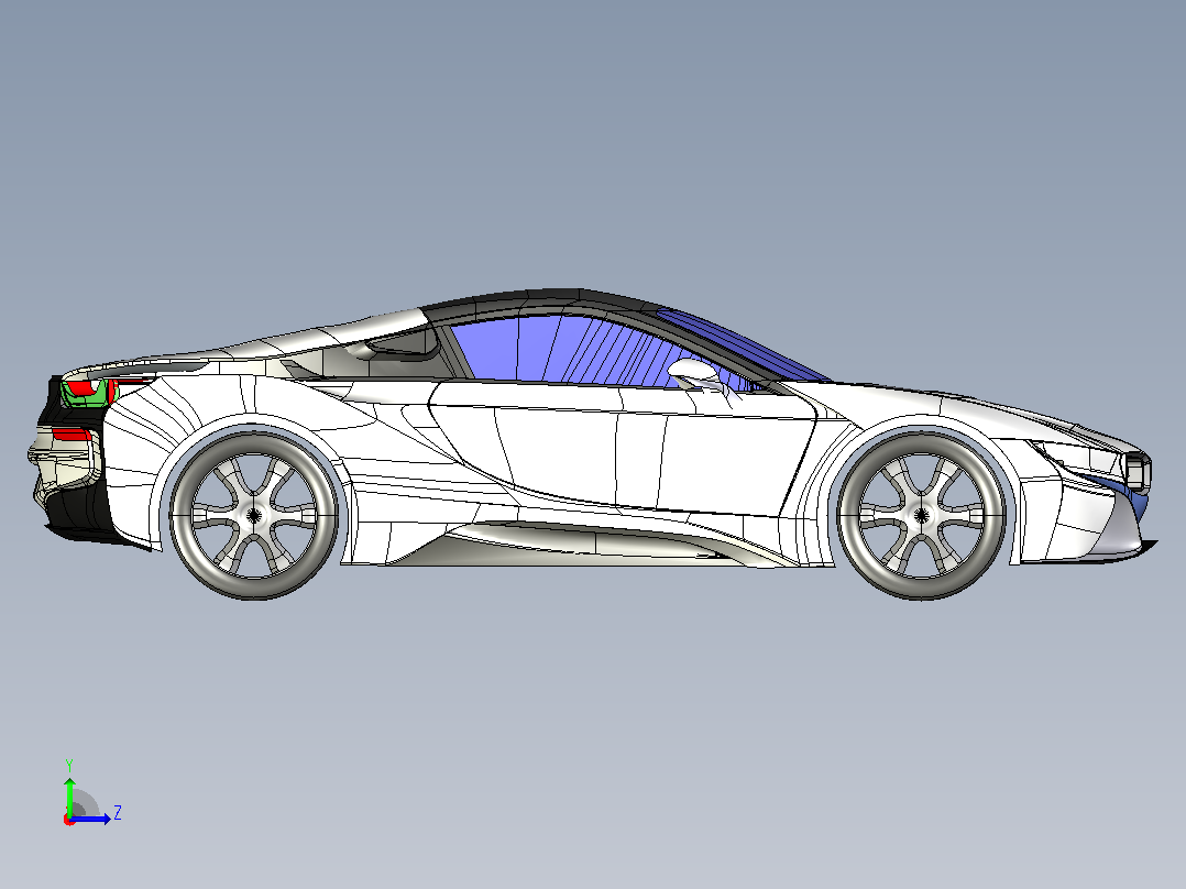 宝马i8车型CATIA模型左视图