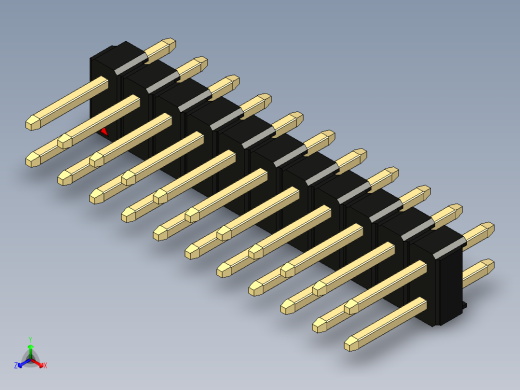 彩色公头100mil（2.54mm）系列-DS1021_black_2x11p_100mil_Type1_rev1.0主视缩略图