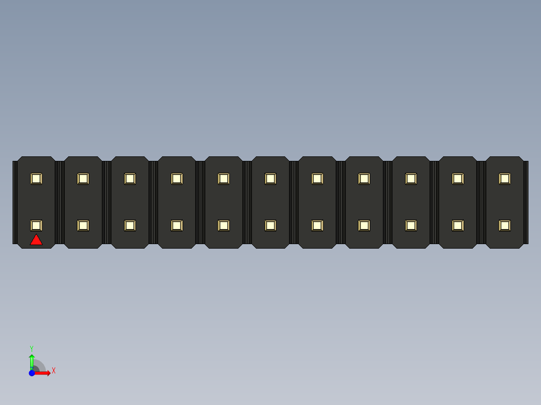 彩色公头100mil（2.54mm）系列-DS1021_black_2x11p_100mil_Type1_rev1.0前视图