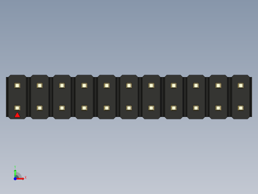 彩色公头100mil（2.54mm）系列-DS1021_black_2x11p_100mil_Type1_rev1.0前视缩略图