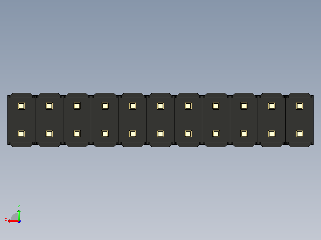 彩色公头100mil（2.54mm）系列-DS1021_black_2x11p_100mil_Type1_rev1.0后视图