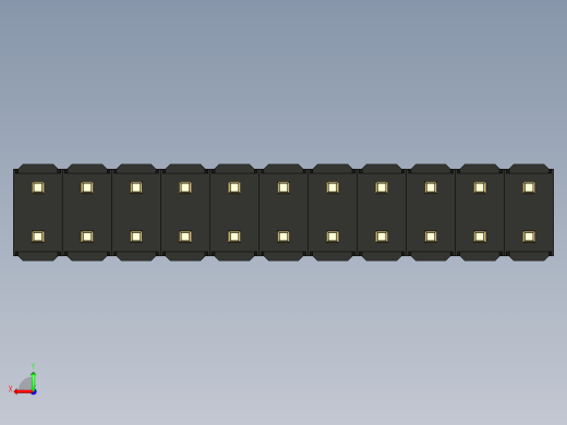 彩色公头100mil（2.54mm）系列-DS1021_black_2x11p_100mil_Type1_rev1.0后视缩略图