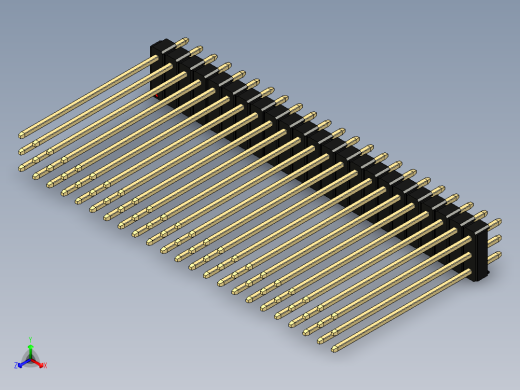 彩色公头100mil（2.54mm）系列-DS1021_black_3x23p_100mil_Type43_rev1.0正等轴测缩略图