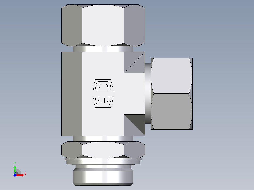 卡套式工业通用硬管接头EO_Adjustable_locknut_run_tee_LEE30SRCF前视图