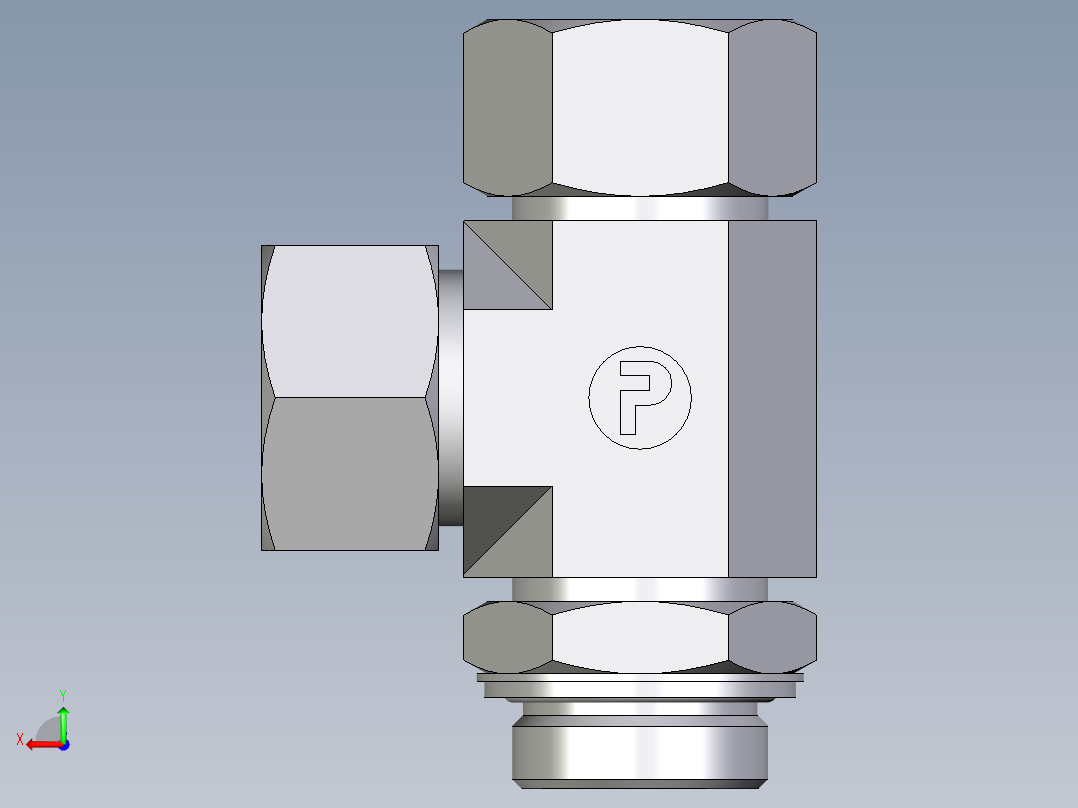 卡套式工业通用硬管接头EO_Adjustable_locknut_run_tee_LEE30SRCF后视图