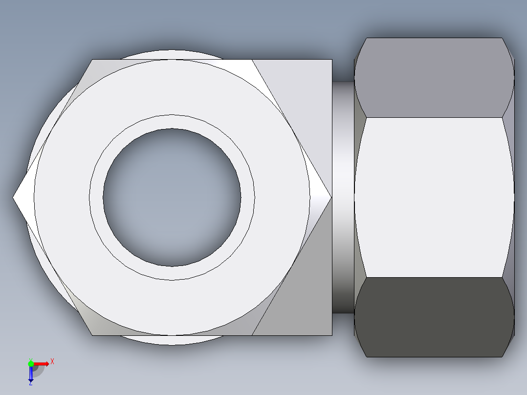 卡套式工业通用硬管接头EO_Adjustable_locknut_run_tee_LEE30SRCF俯视图