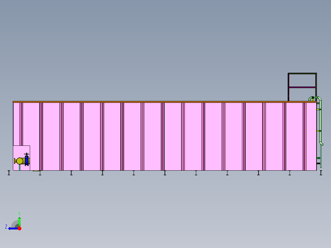 液罐汽车方形罐右视图