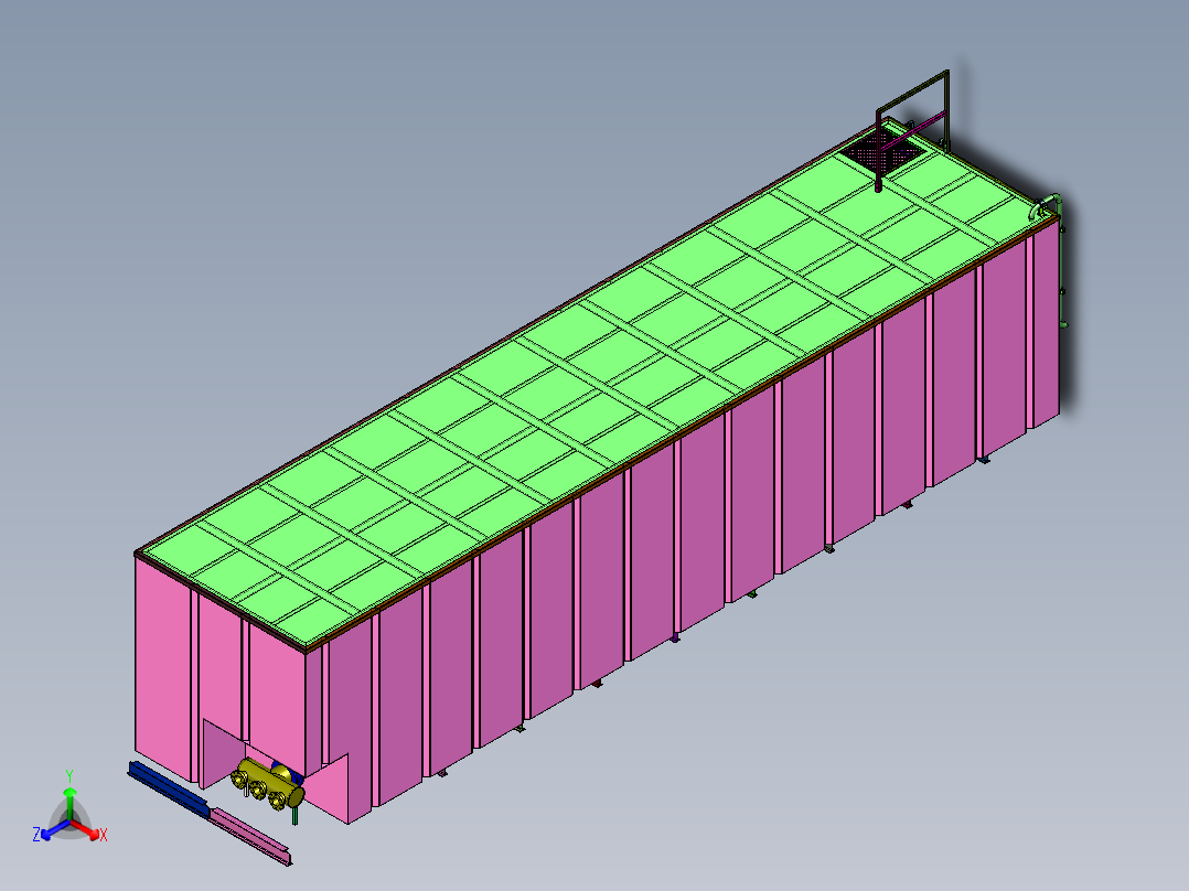 液罐汽车方形罐正等轴测图