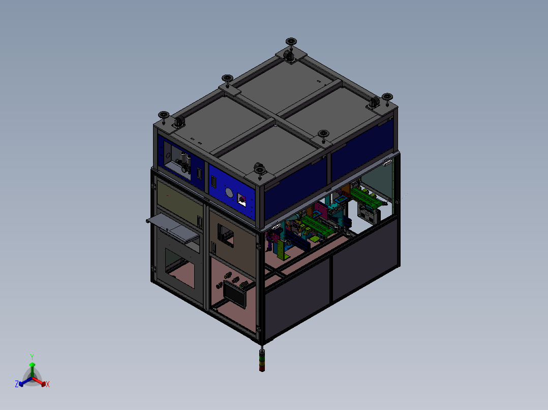 双工位自动尺寸测量机sw18正等轴测图