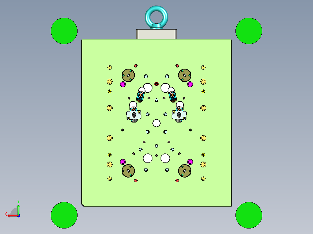 家用三轮车中控装饰盖板1+1塑胶模具后视图