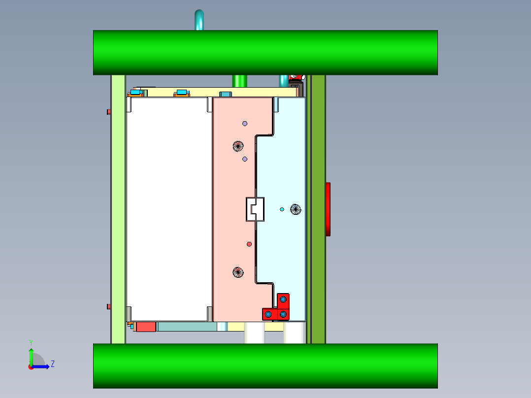 家用三轮车中控装饰盖板1+1塑胶模具左视图
