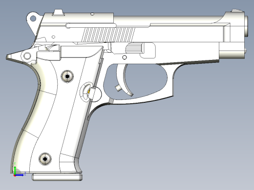 手枪左轮冲锋枪老式狙击步枪设计3D图纸pistol-beretta-85-kimar-1 2 IGS左视缩略图