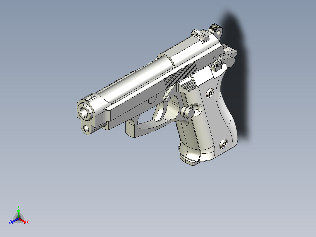 手枪左轮冲锋枪老式狙击步枪设计3D图纸pistol-beretta-85-kimar-1 2 IGS正等轴测图