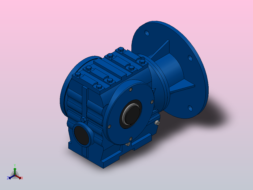 SAZ47ZP蜗轮蜗杆减速机SAZ47-13.6-M1-B-Φ25-P90正等轴测图