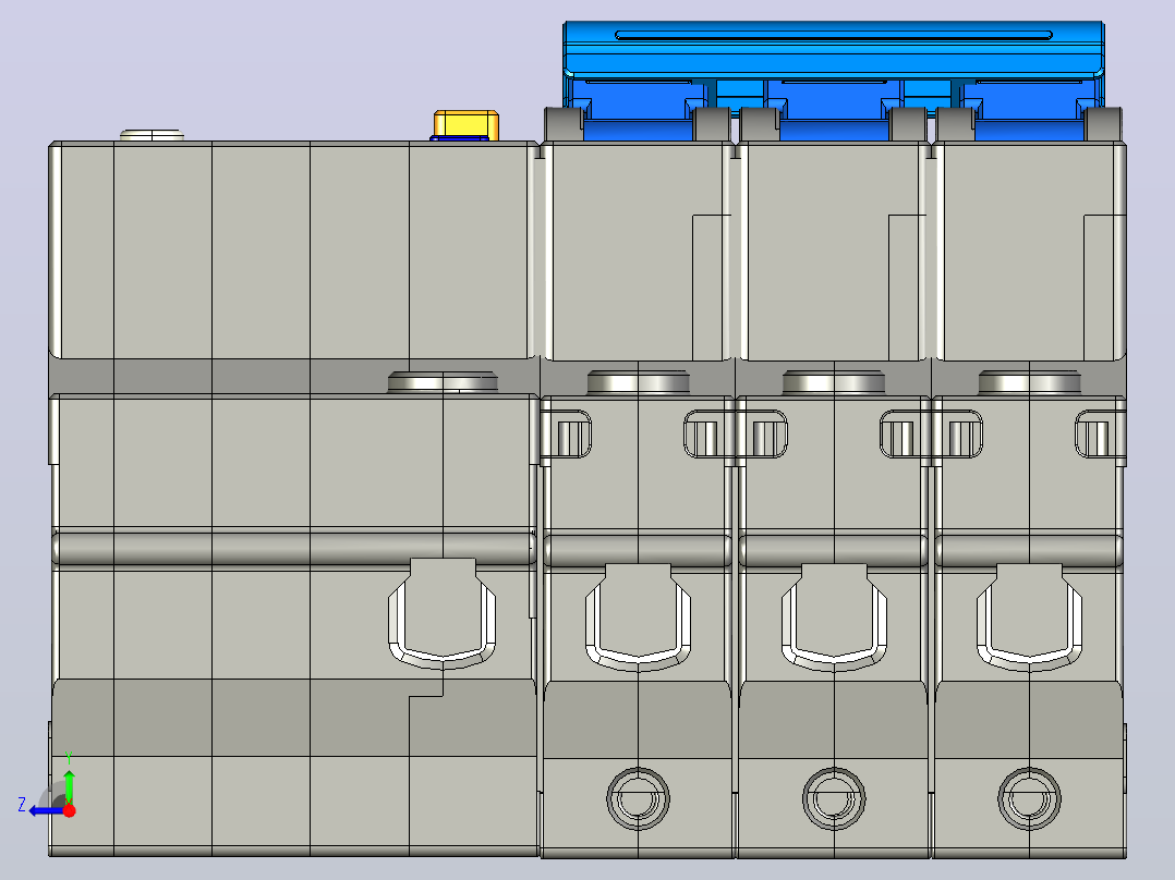 NBPLE-32D&amp;3P&amp;N剩余电流动作断路器三维模型202307右视图
