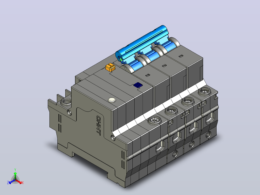 NBPLE-32D&amp;3P&amp;N剩余电流动作断路器三维模型202307正等轴测图