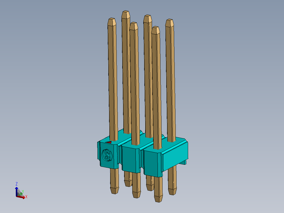DS1021排针 100mil（2.54mm）类型5（3x12.5mm）3Rx32pin彩色版本1.0主视图