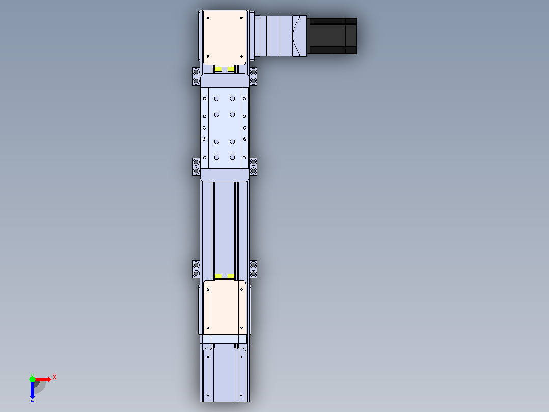 DMEB110-RTCR欧规同步带模组直线模组（电机右折）[DMEB110-L13S350-DT750-C2U-RTCR]俯视图