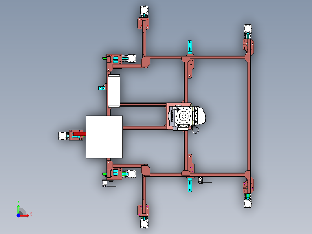 某车型前地板夹具前视图