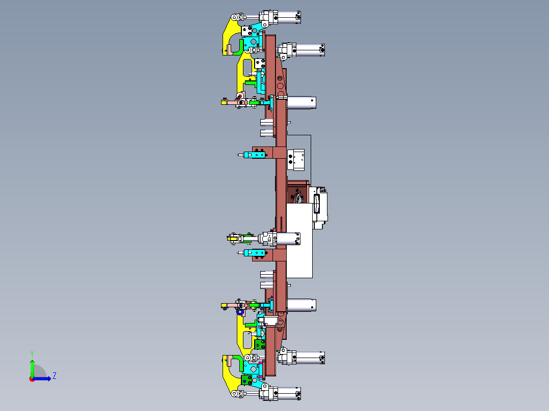 某车型前地板夹具左视图