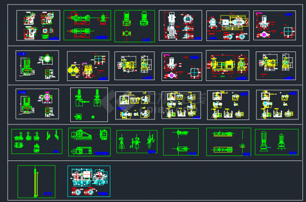 立式水泵和卧式水泵图块图集cad图