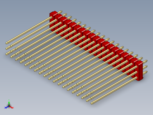 彩色公头100mil（2.54mm）系列-DS1021_red_3x19p_100mil_Type43_rev1.0