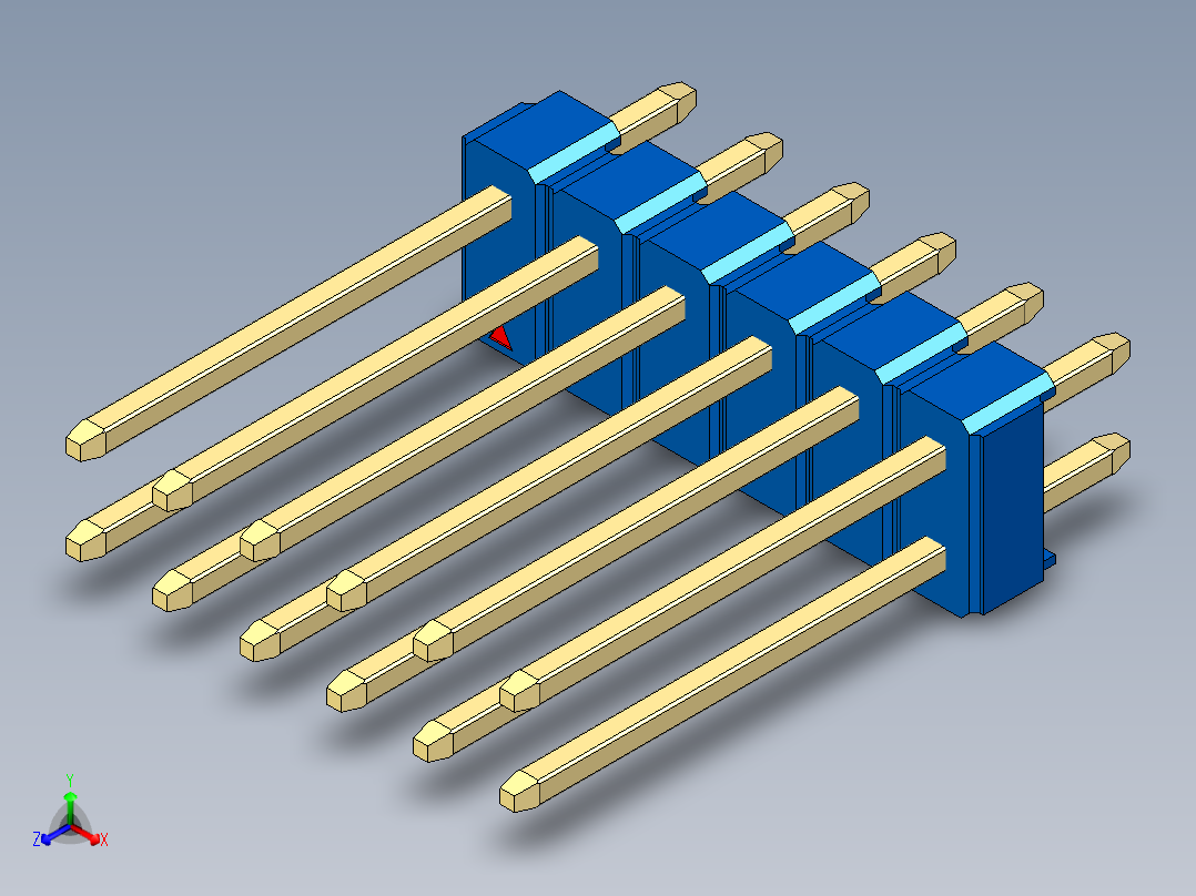 彩色公头100mil（2.54mm）系列-DS1021_blue_2x06p_100mil_Type5_rev1.0主视图
