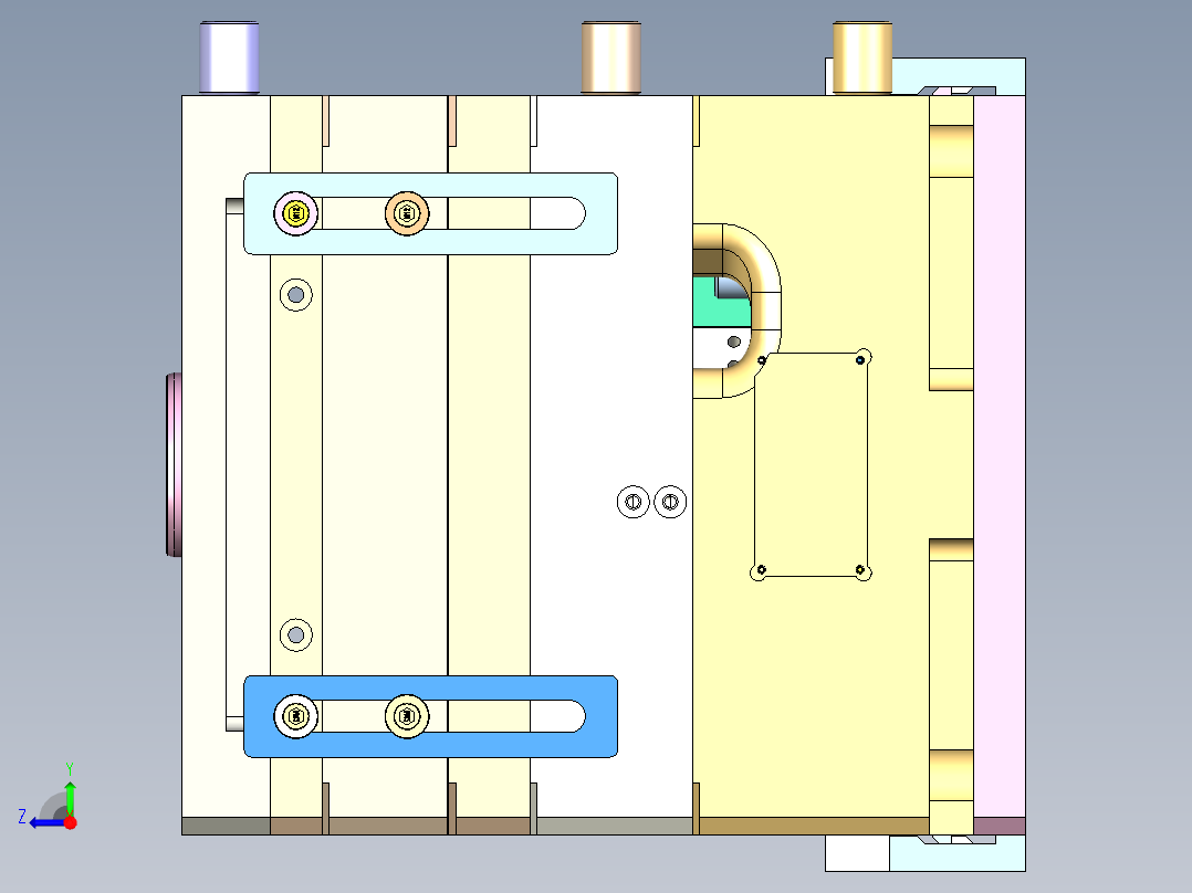 果盘底壳（斜顶走运水+二次顶出）右视图