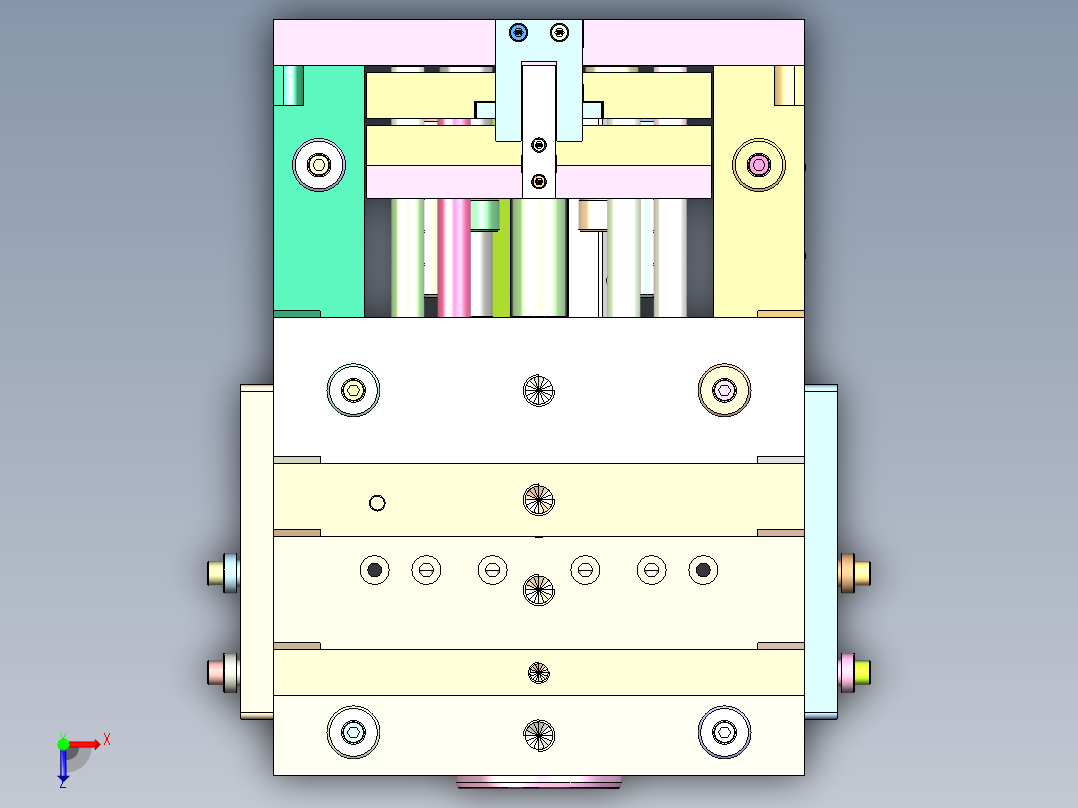 果盘底壳（斜顶走运水+二次顶出）俯视图