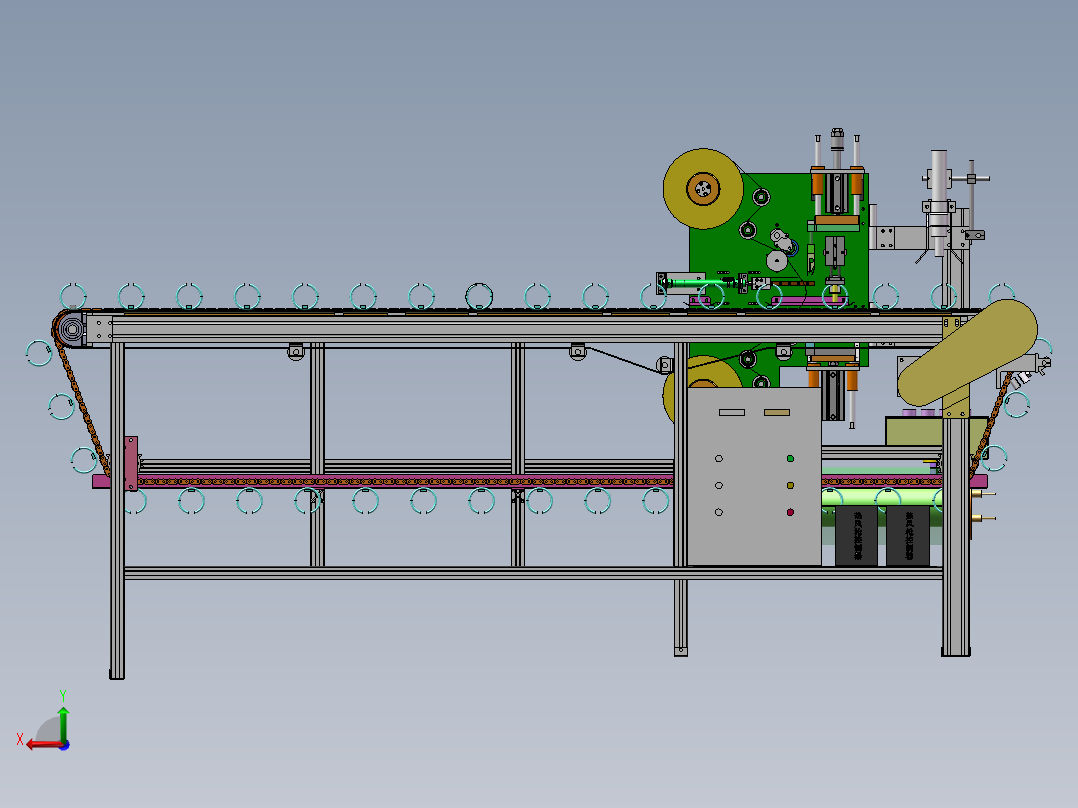 流水线鲜花自动套袋机（sw18可编辑+cad+bom）后视图