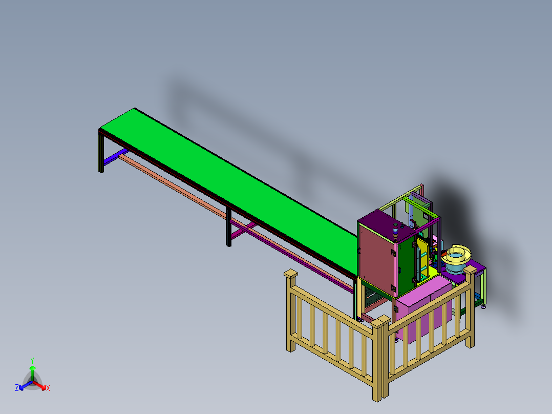 拉手吊环加工成型产线正等轴测图