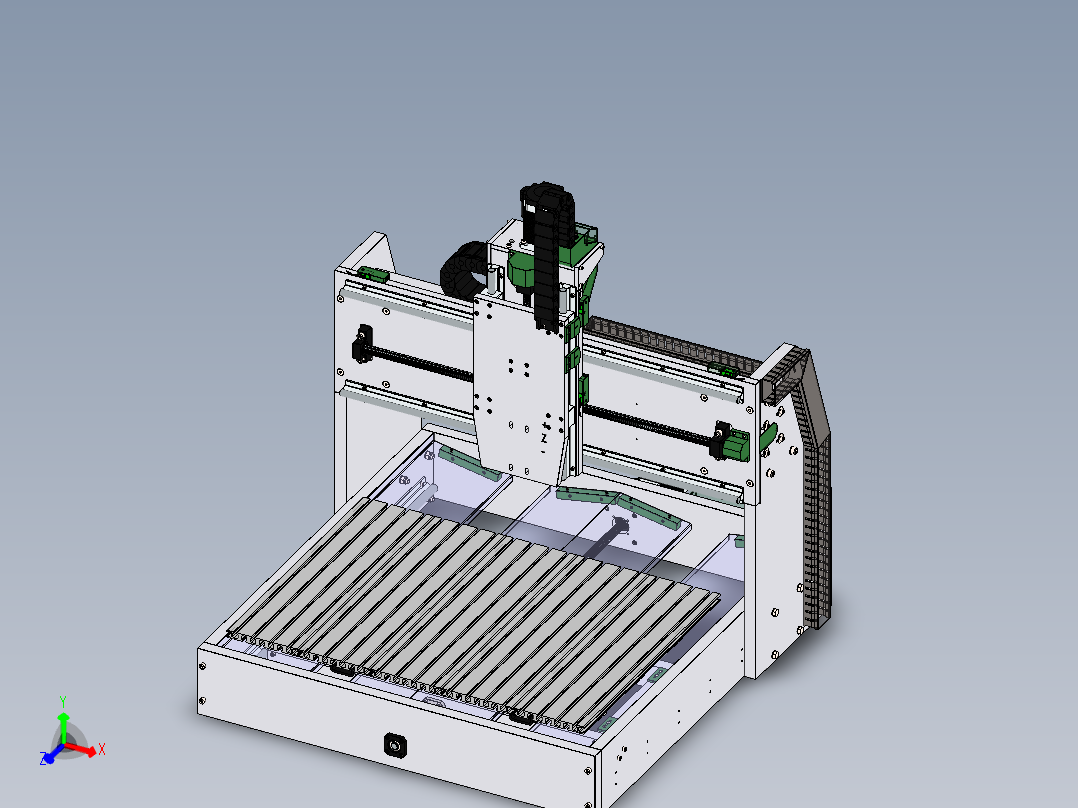 切削设备mini-cnc-80-65-20-v1-2-18323-模型格式为 sw stp主视图