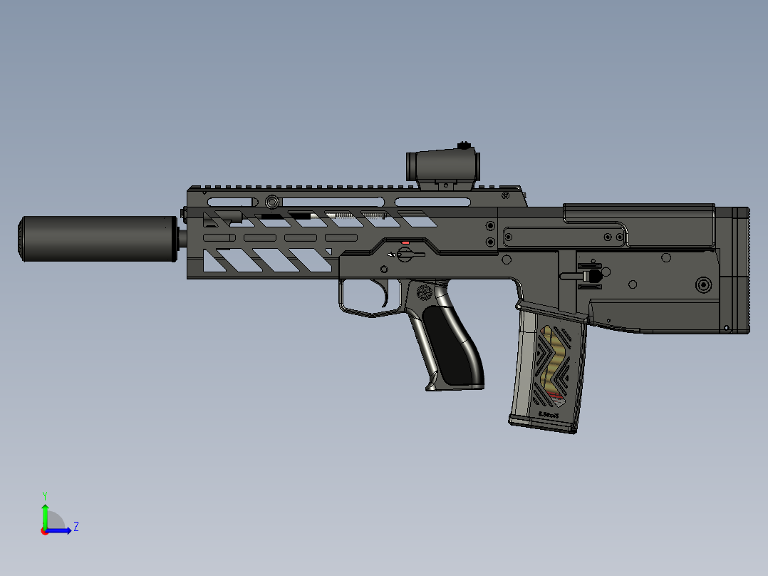 手枪左轮冲锋枪老式狙击步枪设计3D图纸perun-cs1-1 3 STP左视图