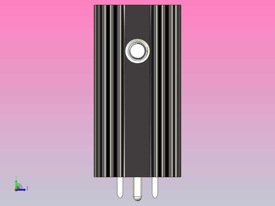 LM7805黑色散热器25 x 12 6 x 6 5 mm孔18 3mm销固定.stp左视图