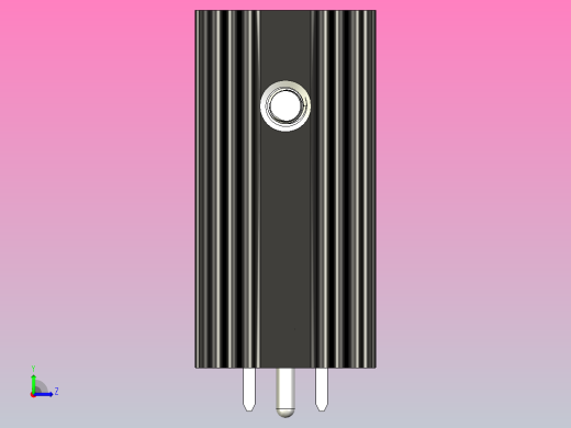 LM7805黑色散热器25 x 12 6 x 6 5 mm孔18 3mm销固定.stp左视缩略图