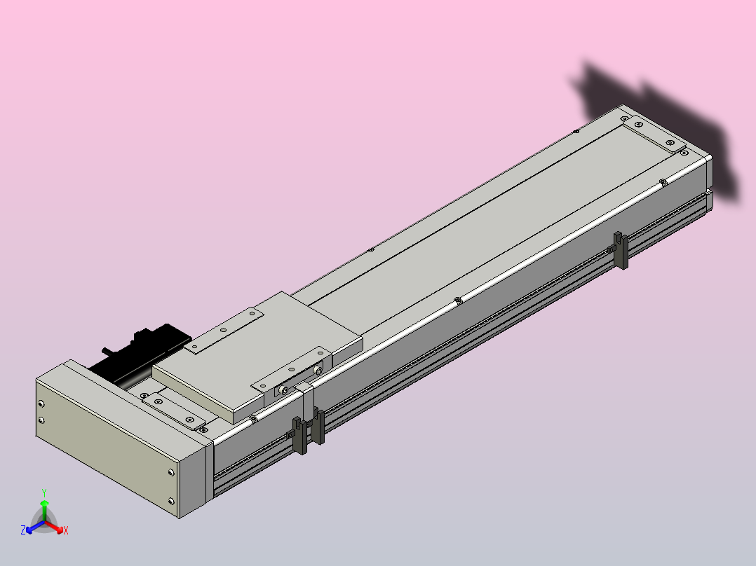 SCS14-450-BR-400W滚珠花健、支撑座、滚珠丝杠、交叉导轨、直线模组正等轴测图