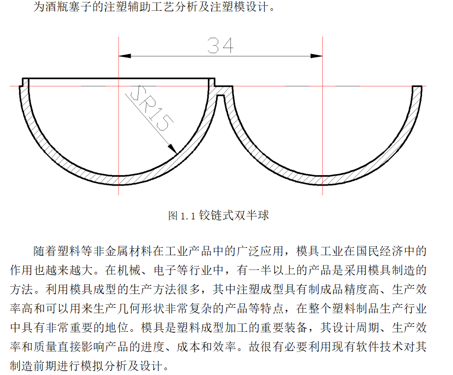 铰链式双半球注塑模具 +说明书