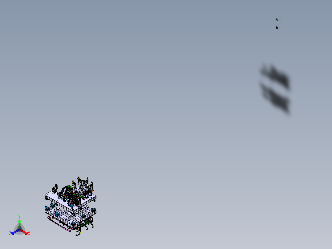 卡车驾驶室车门焊接夹具正等轴测图