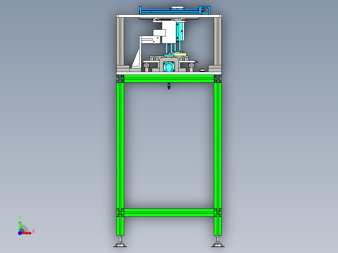 羊毛刷打磨设备（三工位）3D模型前视图