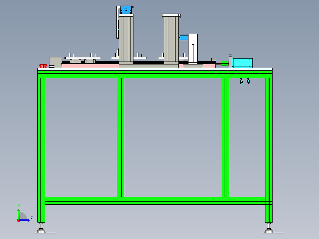羊毛刷打磨设备（三工位）3D模型左视图