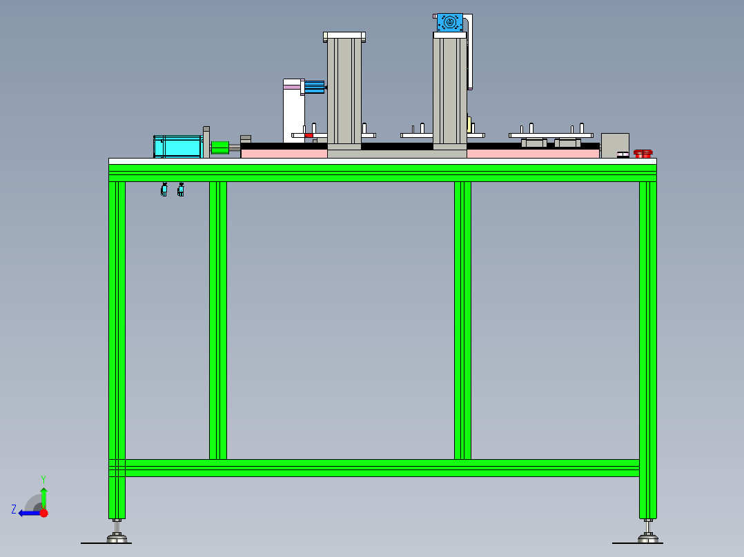 羊毛刷打磨设备（三工位）3D模型右视图