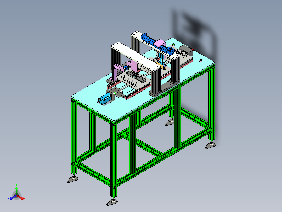 羊毛刷打磨设备（三工位）3D模型正等轴测图