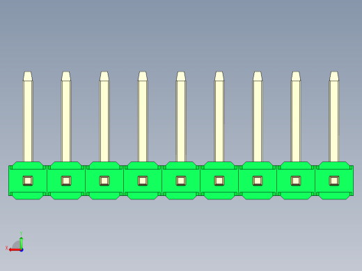 彩色公排针 100mil 2.54mm 系列-DS1022_green_09p_100mil_TypeU_rev1.0后视缩略图